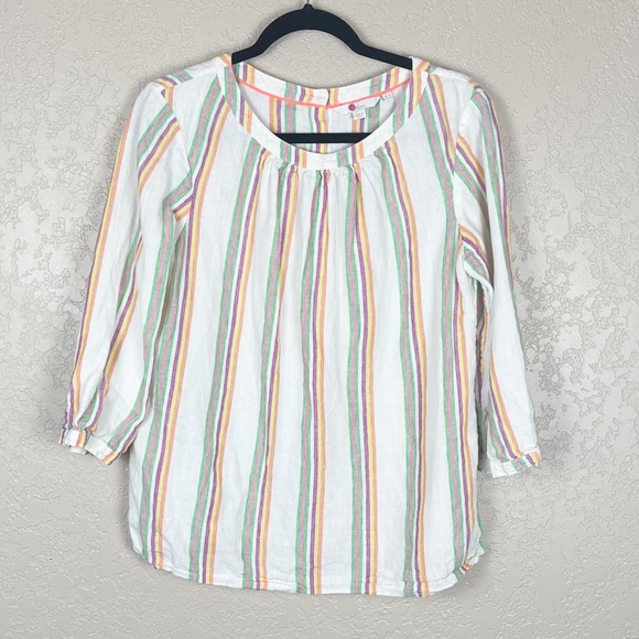 Boden Tops - Boden Katie linen vertical striped button back top